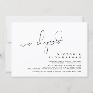 Invitación Moderno Elopement Boda, Sorpresa, nos fugamos de I