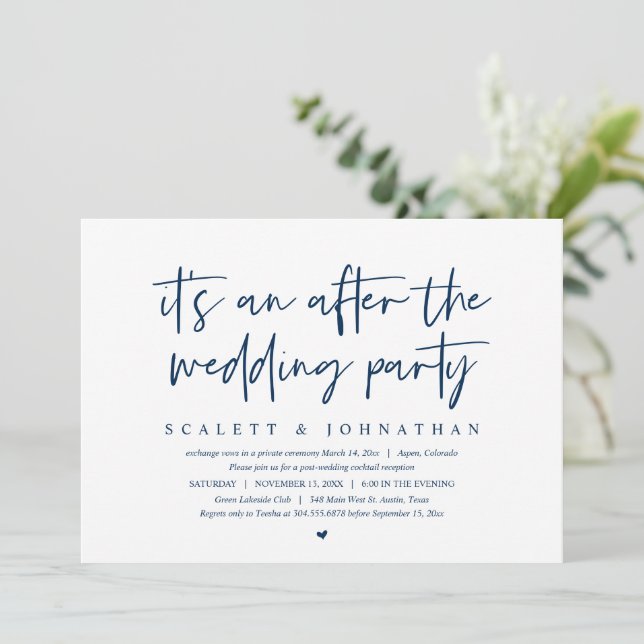 Invitación Moderno Elopement, después de la fiesta nupcial In (Anverso de pie)