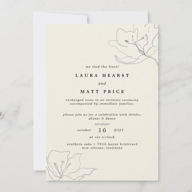 Invitación Moderno Elopement Floral Eggshell Delicate (Anverso)