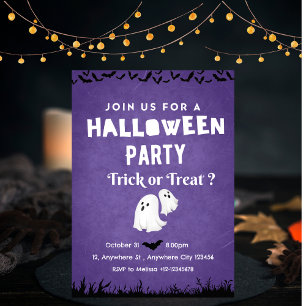 Invitación Moderno Encuentro Fantasma Purple Halloween