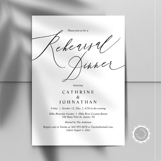 Invitación Moderno ensayo Boda Celebración de la cena (Modern Wedding Rehearsal Dinner Celebration Invitation Card, Digital Downloadable PDF File)
