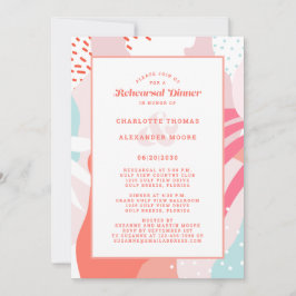 Invitación Moderno ensayo Boda Cena Artsy Fun Coral In