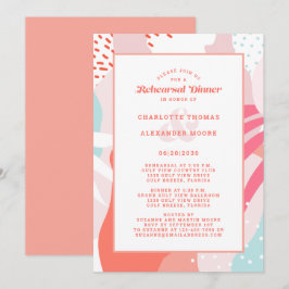 Invitación Moderno ensayo Boda Cena Artsy Fun Coral In