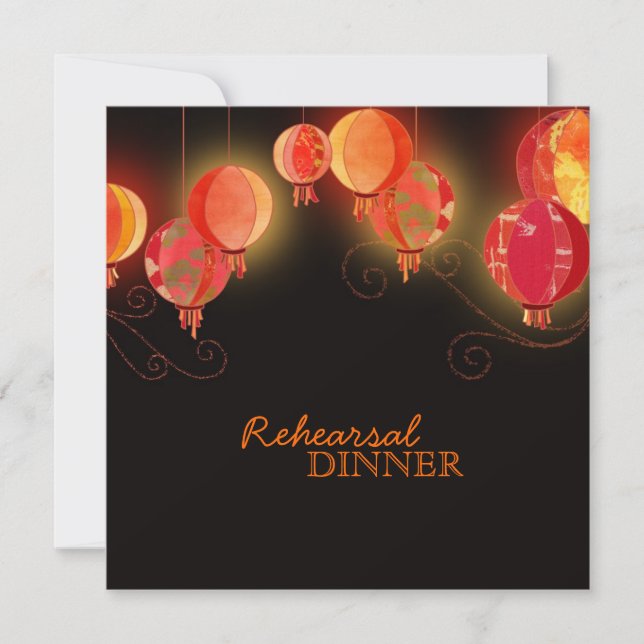Invitación Moderno ensayo Boda de farolillos chinos (Anverso)