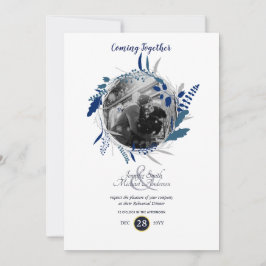 Invitación Moderno ensayo Cena FOTOGRAFÍA Blue Wreath