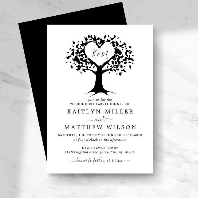 Invitación Moderno ensayo de Boda de árbol del corazón (Subido por el creador)