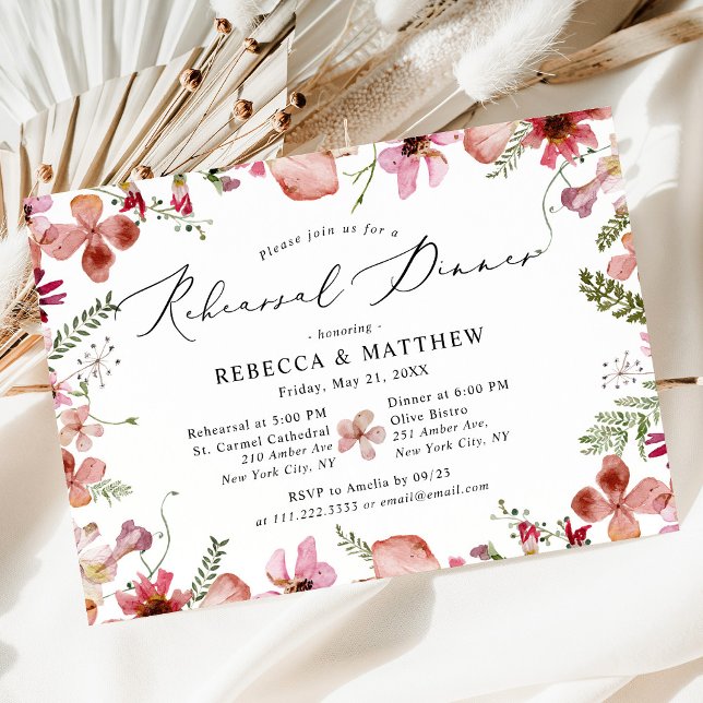 Invitación Moderno ensayo de Boda rosa para la cena (Subido por el creador)