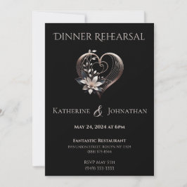 Invitación Moderno ensayo de cena Boda-moderno corazón rosado