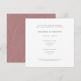 Invitación Moderno ensayo de cena de Boda de línea rosada de