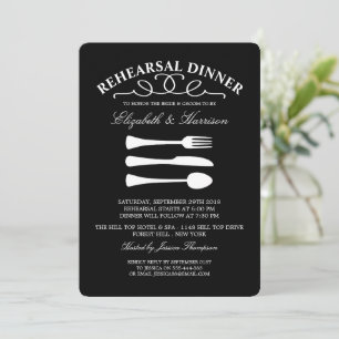 Invitación Moderno ensayo de cubiertos blancos Boda Cena