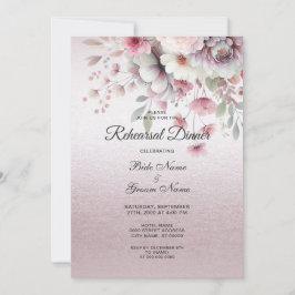 Invitación Moderno ensayo floral blanco rosado