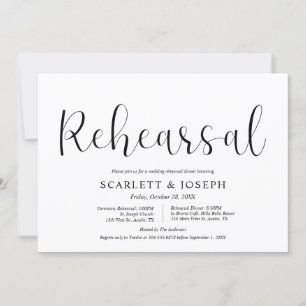 Invitación Moderno ensayo general, Boda y cena