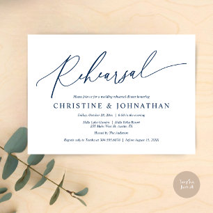 Invitación Moderno ensayo Minimalista, Boda y cena
