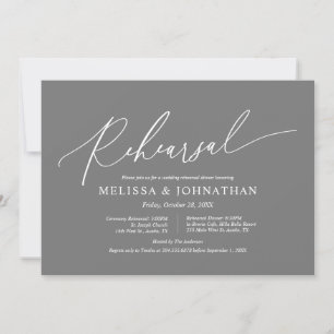 Invitación Moderno ensayo Minimalista, Boda y cena en