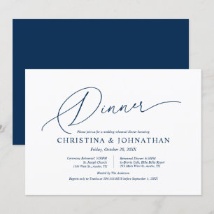 Invitación Moderno ensayo Minimalista, Boda y cena en