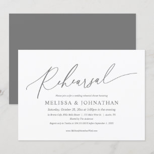 Invitación Moderno ensayo Minimalista, Boda y cena en