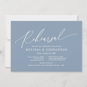 Invitación Moderno ensayo Minimalista, Boda y cena en