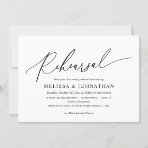 Invitación Moderno ensayo Minimalista, Boda y cena en