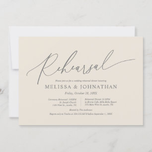 Invitación Moderno ensayo Minimalista, Boda y cena en