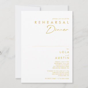 Invitación Moderno ensayo Minimalista de fuentes de oro Cena