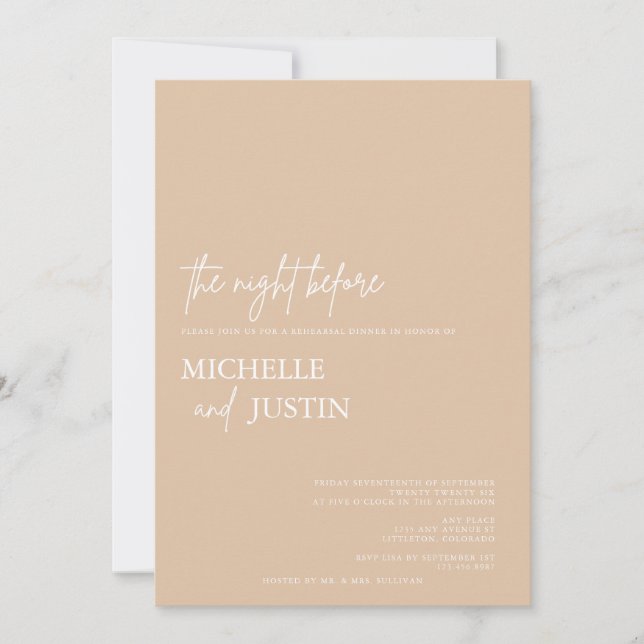 Invitación Moderno ensayo Minimalista simple Invita (Anverso)