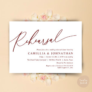 Invitación Moderno ensayo romántico Boda cena