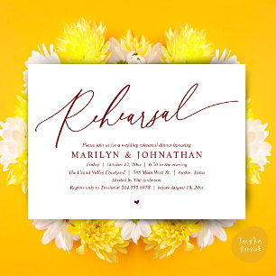 Invitación Moderno ensayo romántico-romántico Boda de cena