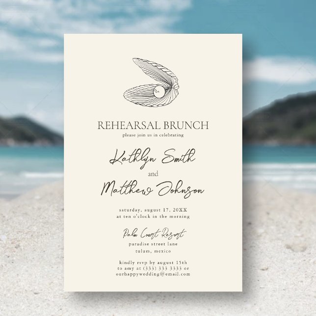 Invitación Moderno ensayo Shell Beach Ocean Boda Brunch (Subido por el creador)