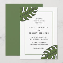 Invitación Moderno ensayo tropical de hojas de palmera verde