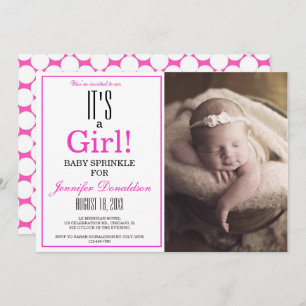 Invitación ¡Moderno, es un Chica! Pink Photo Baby Sprinkle