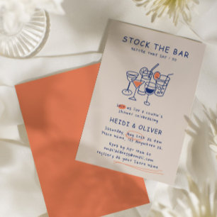 Invitación Moderno Esbozo De Bebidas El Bar Parejas Ducha