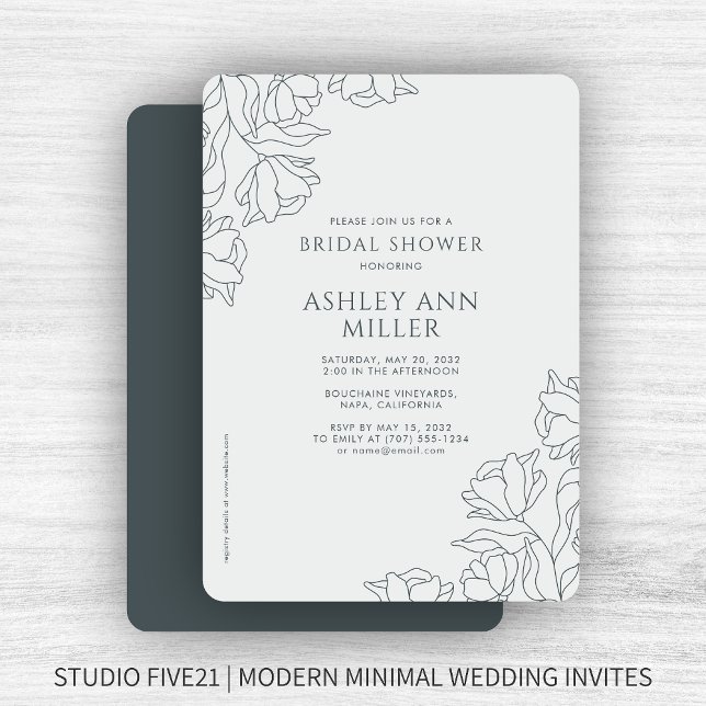 Invitación Moderno espacio floral Boda gris ducha de novia (Subido por el creador)