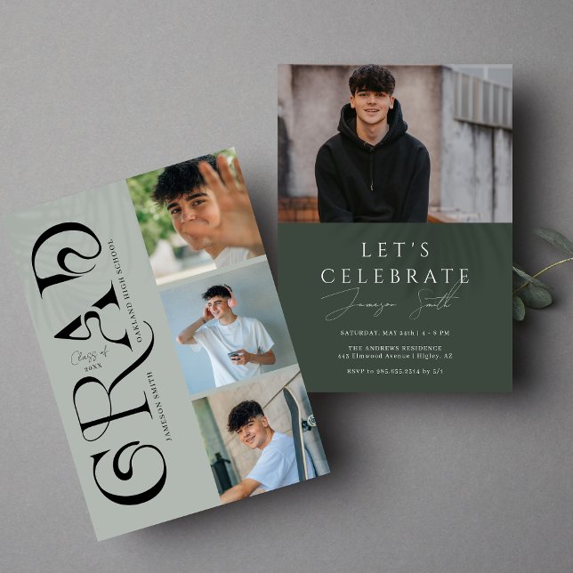 Invitación Moderno estilo 4 Graduación de fotos (Subido por el creador)