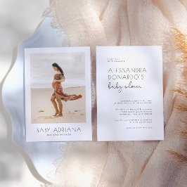 Invitación Moderno Estilo Boho Simple Elegante Foto Baby Show