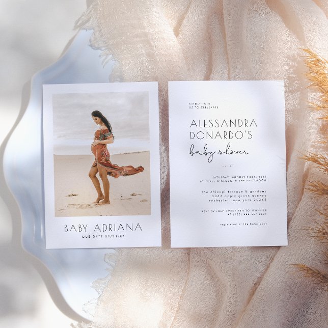 Invitación Moderno Estilo Boho Simple Elegante Foto Baby Show (Subido por el creador)