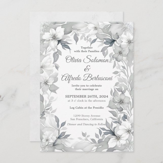 Invitación Moderno estilo Dusty plata elegante estilo Boda In (Anverso / Reverso)