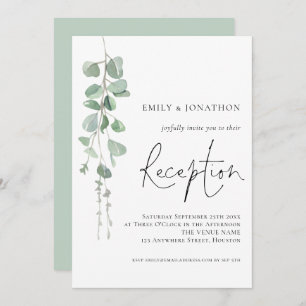 Invitación Moderno Eucalyptus Elegant Script Wedding Recepció
