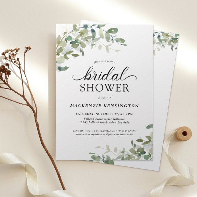 Invitación Moderno Eucalyptus Green Bridal Shower (Subido por el creador)