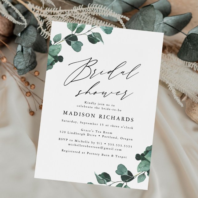 Invitación Moderno Eucalyptus Greenery Bridal Shower (Subido por el creador)