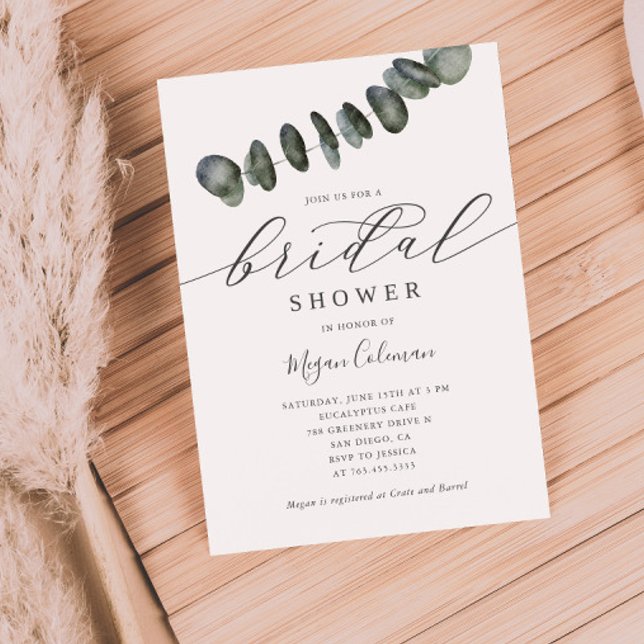 Invitación Moderno Eucalyptus Greenery Bridal Shower (Subido por el creador)