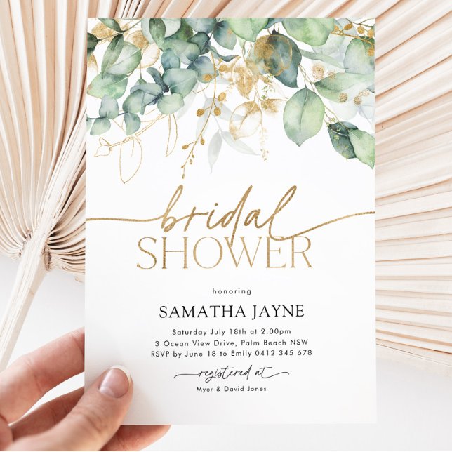Invitación Moderno Eucalyptus Greenery Bridal Shower Botánica (Subido por el creador)