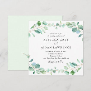 Invitación Moderno Eucalyptus Greenery Foliage Boda Square