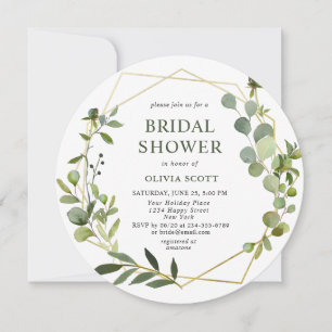 Invitación Moderno Eucalyptus Marco Geométrico Ducha Bridal