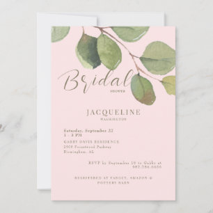 Invitación Moderno Eucalyptus Rubor Gold Text Shower