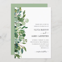 Invitación Moderno Eucalyptus Sage Greenery Foliage Boda