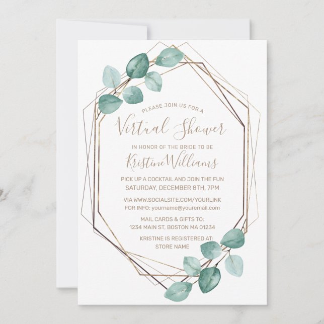 Invitación Moderno Eucalyptus Watercolor Café Script Boda (Anverso)