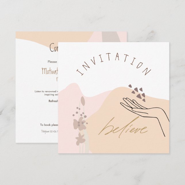 Invitación Moderno evento de motivación empresarial femenino (Anverso / Reverso)