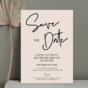 Invitación Moderno evento de negocios Boho Beige Guardar la f