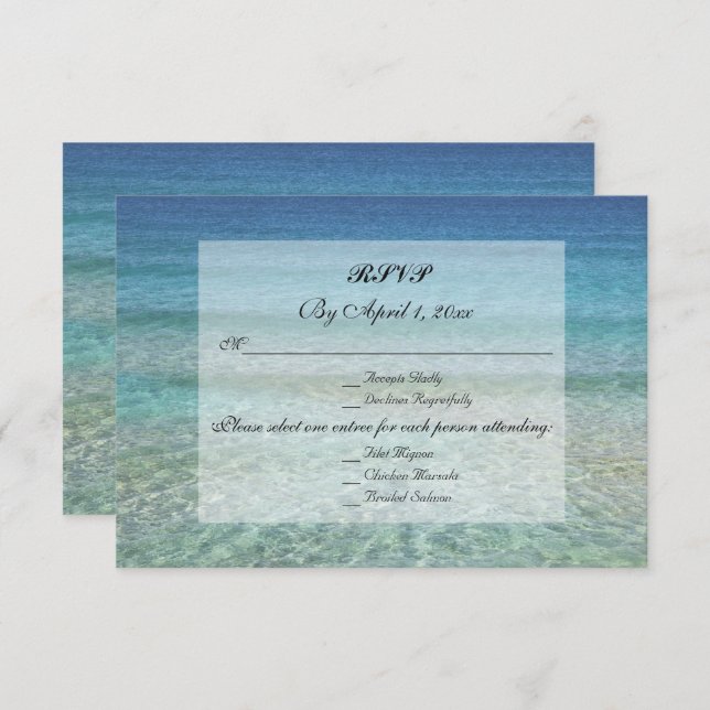 Invitación Moderno Fade Tropical Beach Wedding RSVP (Anverso / Reverso)