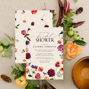 Invitación Moderno Fall Floral Garden Terracotta Bridal Showe